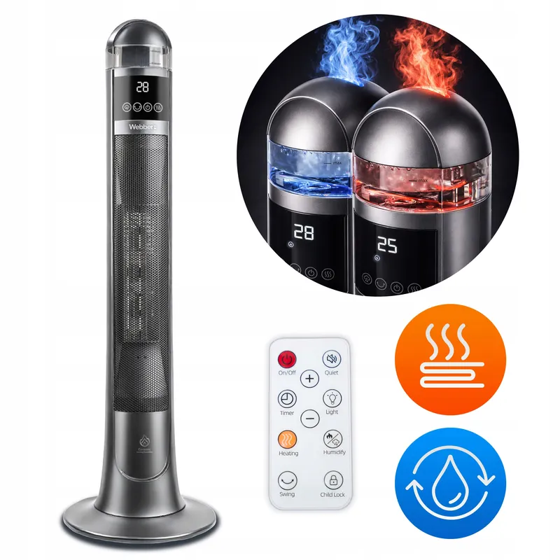 TERMOWENTYLATOR Grzejnik Ceramiczny Kolumnowy 2200W Z Nawilżaczem