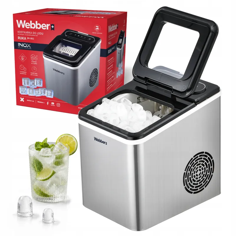 Kostkarka Do Lodu Ruka IM-002 Inox 13kg 165W 2 Rozmiary Kostek 1,5 l