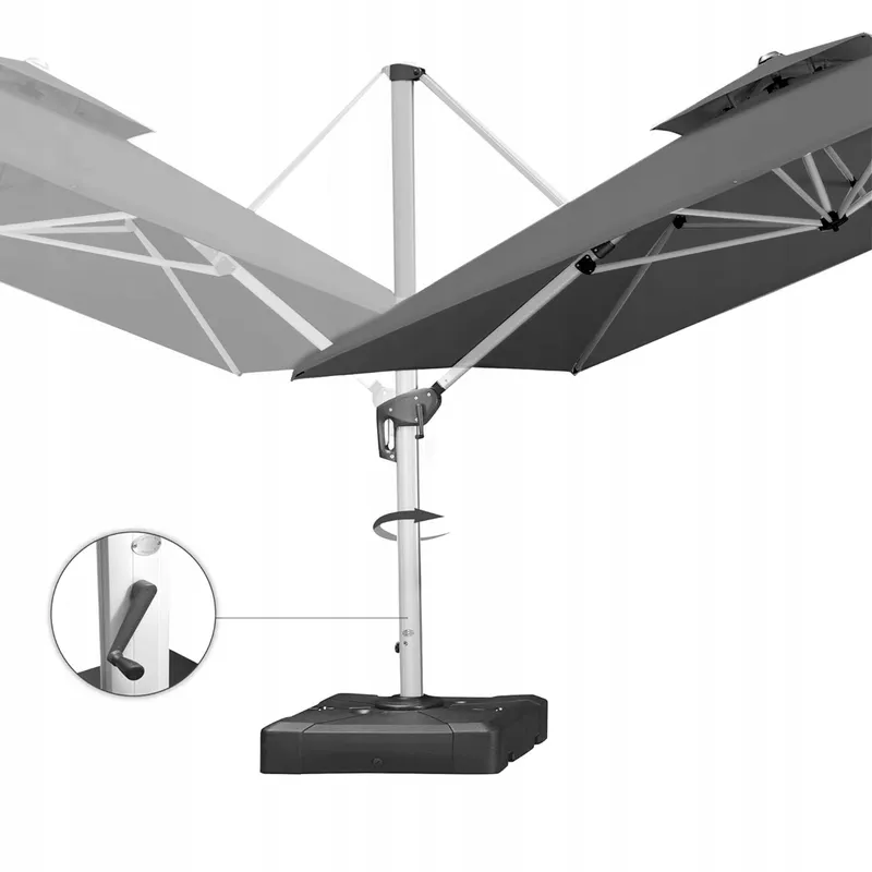 Parasol Ogrodowy Boczny 3 m Z Podstawą Obrotowy 360° Wysięgnik Taras - Szary