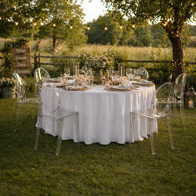 Krzesło Transparentne LOUIS Ghost Chair Bez Podłokietników Glamour Do Wesel