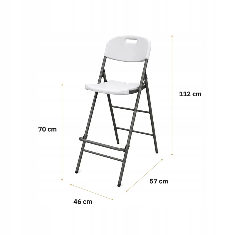 Hoker KRZESŁO Cateringowy Składany NUFORMA 70 cm Krzesło Barowe Z Oparciem