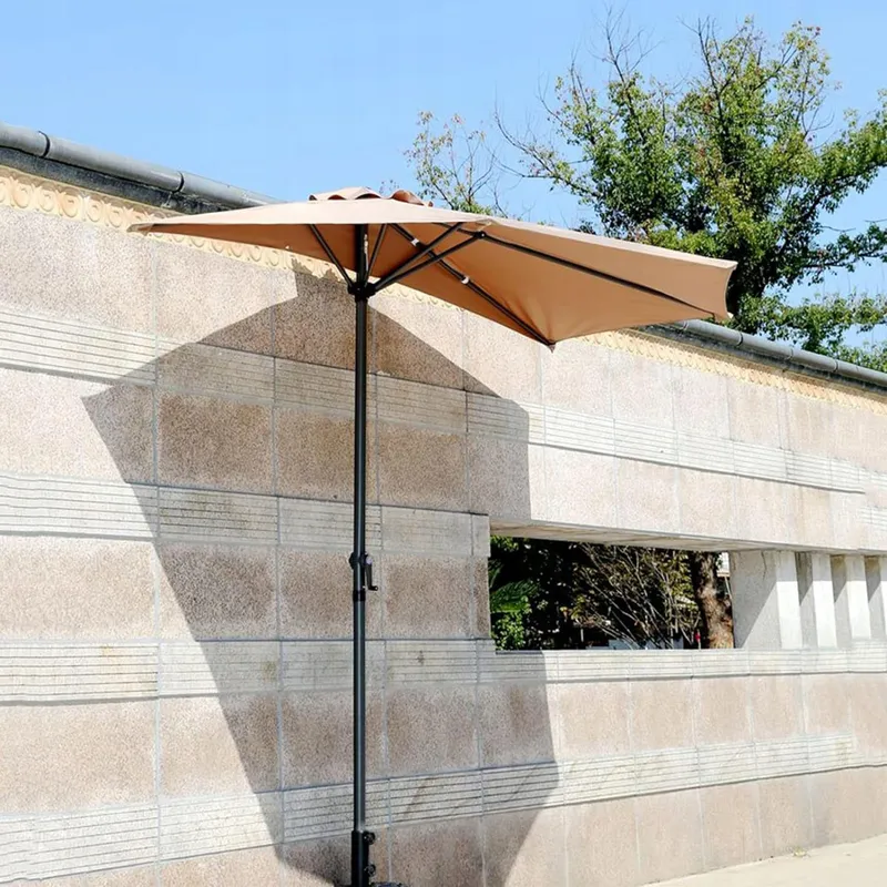 Parasol Ogrodowy Ścienny Duży Solidny Składany 2,7 m Z Korbką - Beżowy