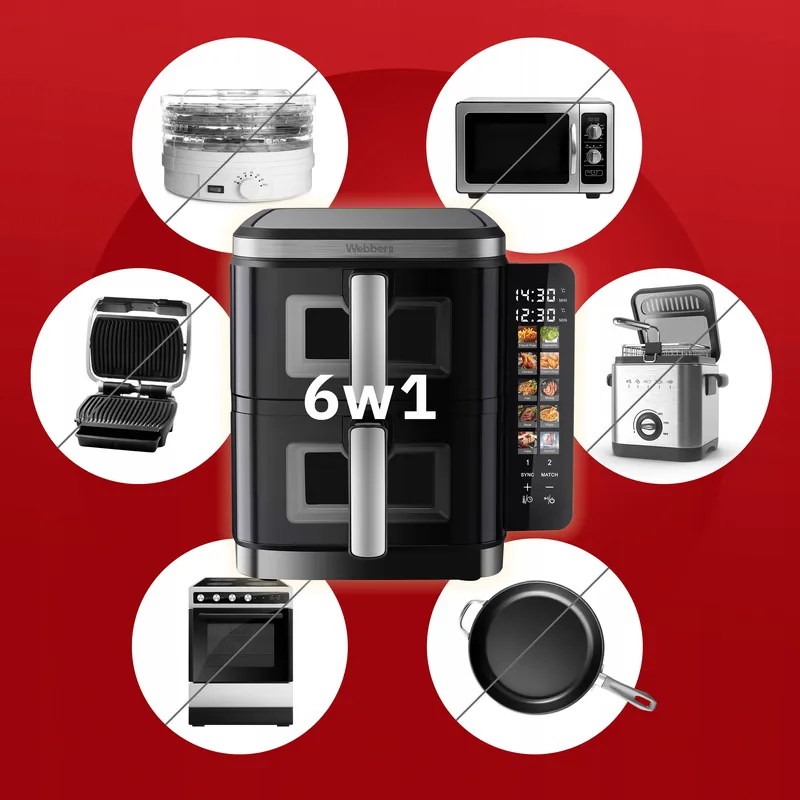 Frytkownica Podwójna Pionowa Beztłuszczowa Air Fryer 2800W 11l XXL