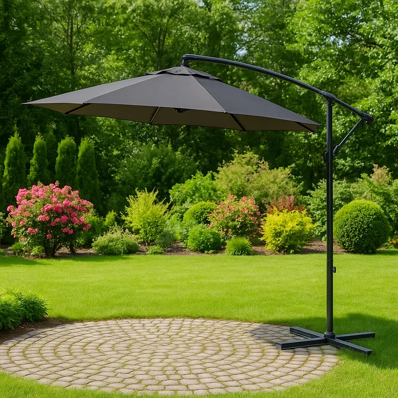 Parasol Ogrodowy Duży Solidny Składany 2,7 m Z Wysięgnikiem Regulacja XXL