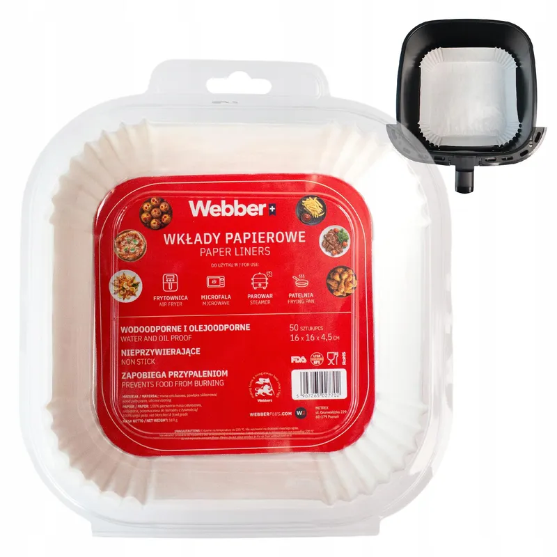 50X Wkład Air Fryer Papier Wkłady Papierowe Do Frytkownicy Beztłuszczowej
