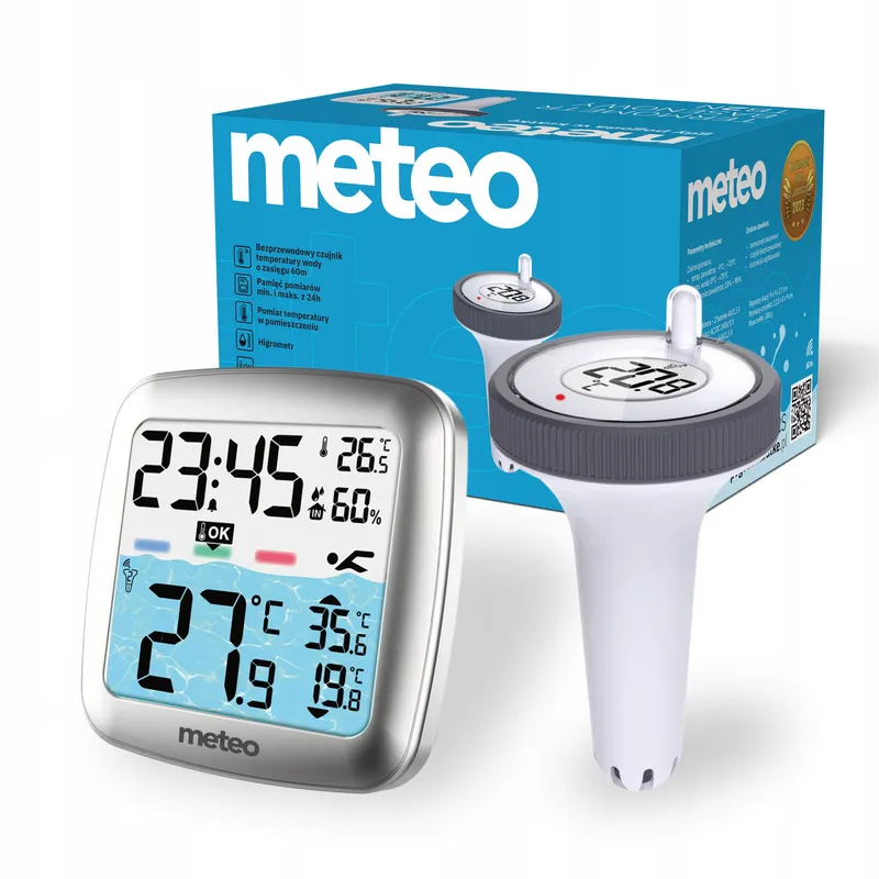 Termometr Basenowy METEO TB2S Bezprzewodowy Czujnik Wody LCD Pogodynka