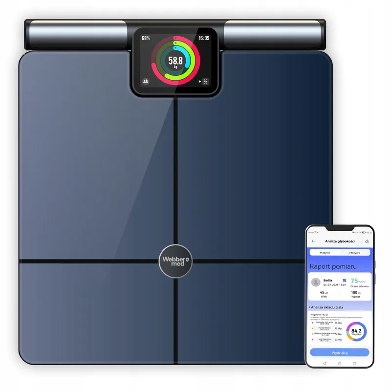 Waga Łazienkowa Analityczna 57 Parametrów Apple Health, Google Fit, WIFI