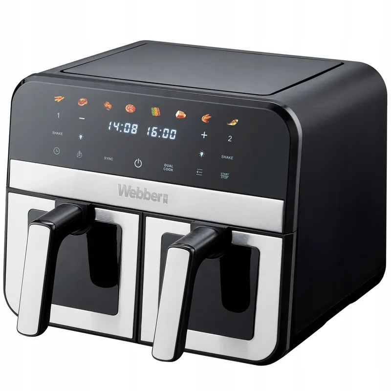 Frytkownica Beztłuszczowa Podwójna Air Fryer Dwukomorowa Ceramiczna
