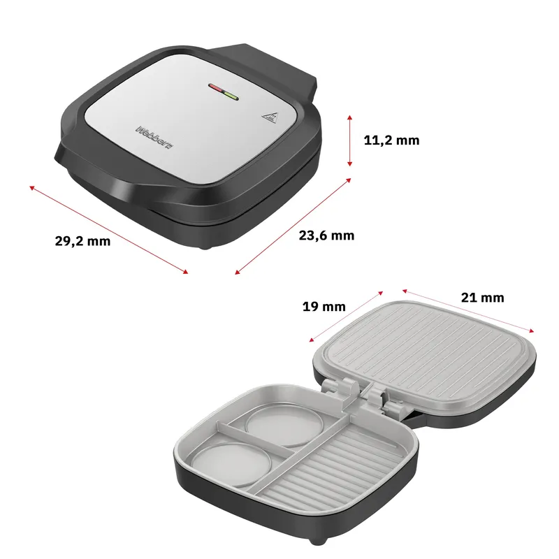 Opiekacz Wielofunkcyjny Grill Toster 1200W Dual Cook 180 Ceramiczny Inox