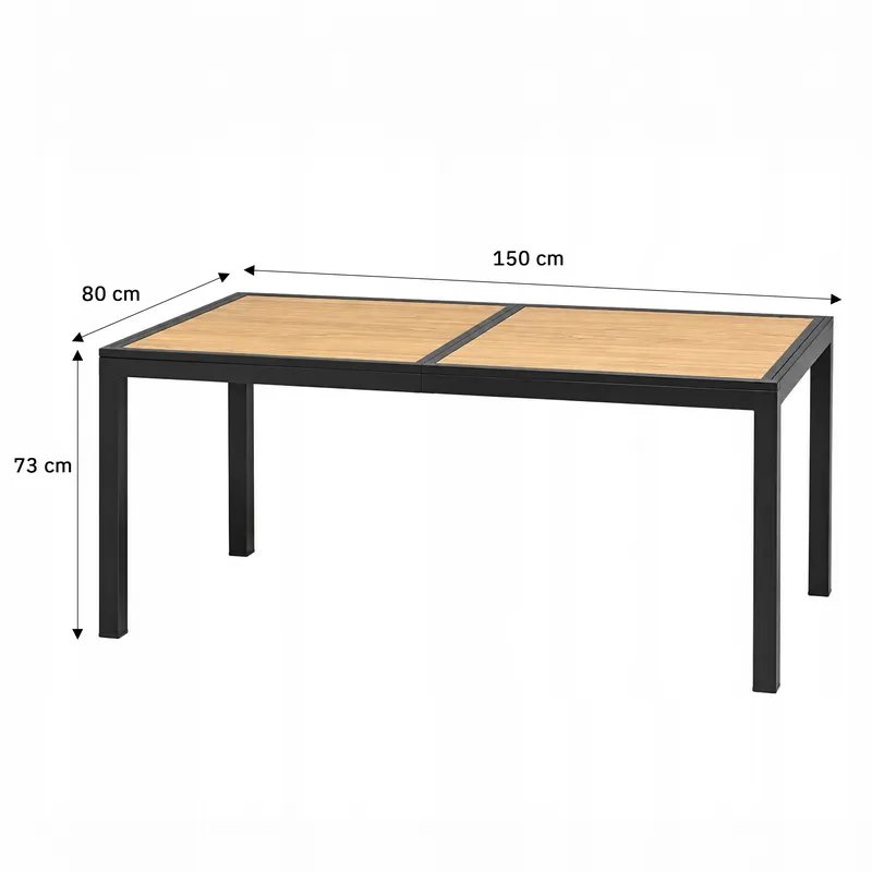 Zestaw Mebli Ogrodowych 7w1 Stół 150 cm 6 Krzeseł Drewno Taras Ogród - Czarny