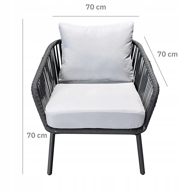 Komplet Mebli Ogrodowych Stolik + 2 Fotele Aluminiowe Z Technorattanu