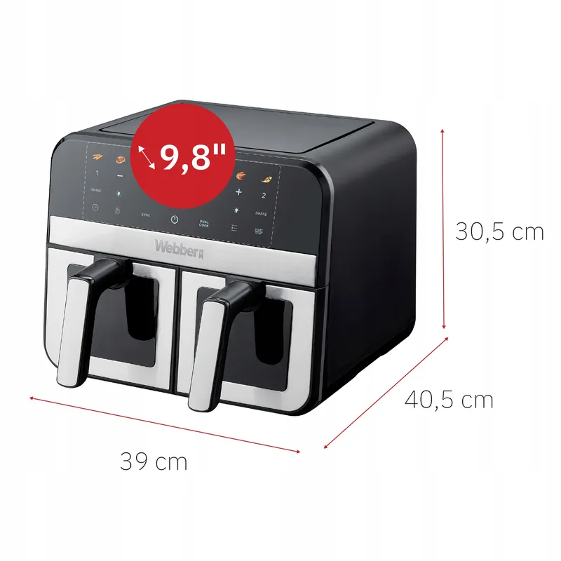 Frytkownica Beztłuszczowa Podwójna Air Fryer Dwukomorowa Ceramiczna