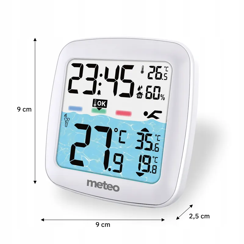 Termometr Basenowy METEO TB2N Bezprzewodowy Czujnik Wody LCD Pogodynka