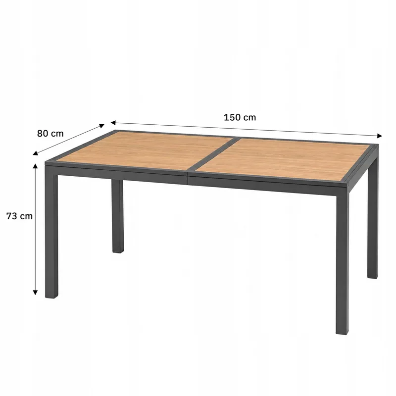 Zestaw Mebli Ogrodowych 7w1 Stół 150 cm 6 Krzeseł Grafit Drewno Taras Ogród