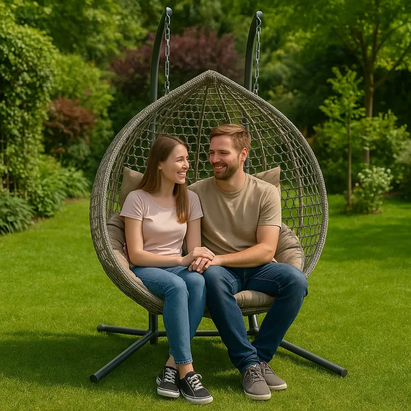 Fotel Wiszący Bujany Ogrodowy Kosz Huśtawka Jajo Kokon 2 Osobowy + Poduszki