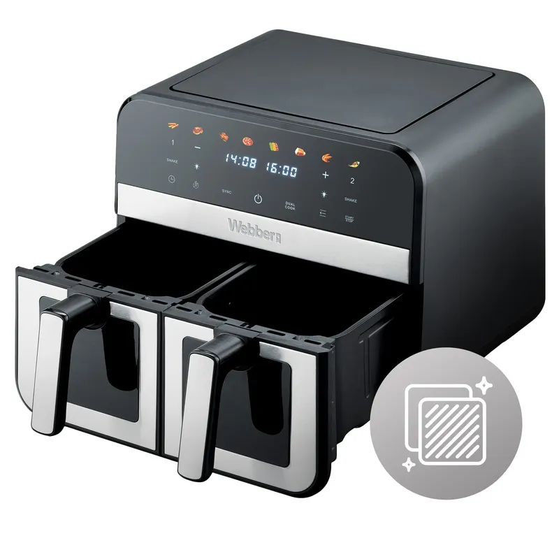 Frytkownica Beztłuszczowa Podwójna Air Fryer Dwukomorowa Ceramiczna
