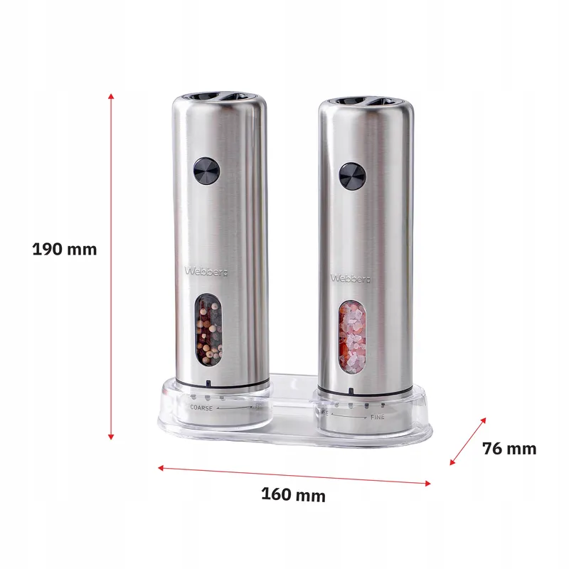 Młynek Do Pieprzu I Soli Elektryczny Akumulatorowy USB 2 szt Inox