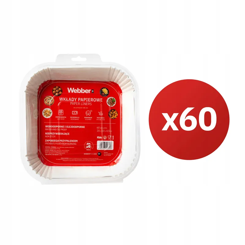 60X Wkład Air Fryer Papier Wkłady Papierowe Do Frytkownicy Beztłuszczowej