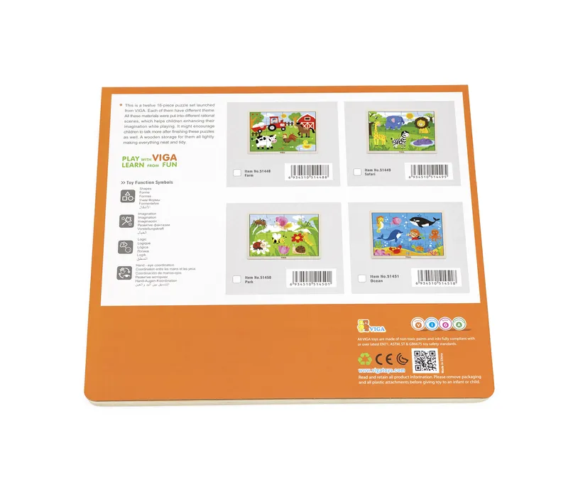 VIGA 51450 Puzzle Na Podkładce 16 Elementów - Życie Na Łące