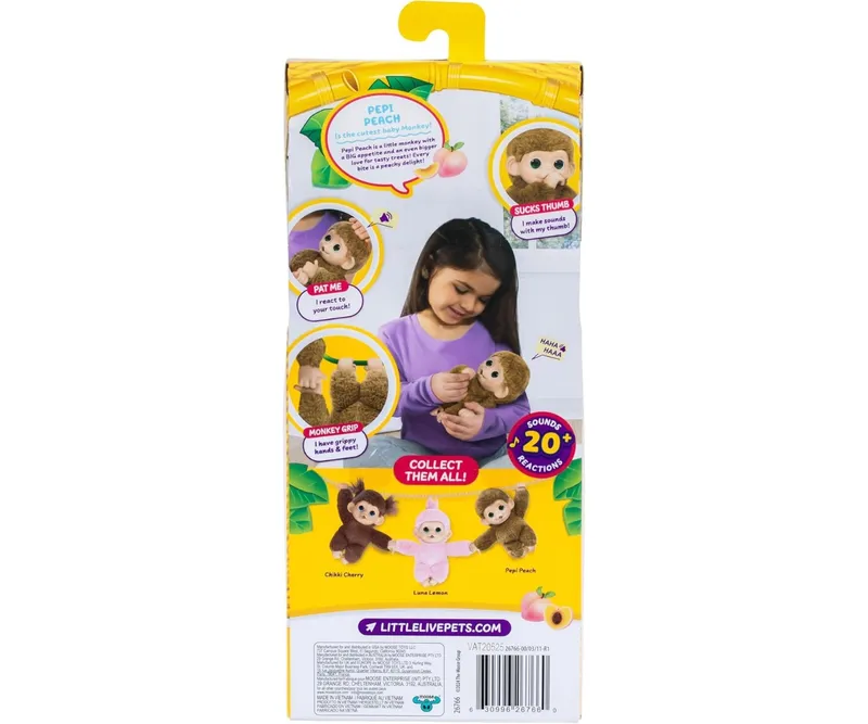 Moose 26766 Little Live Pets Interaktywna Mini Małpka Pepi Peach