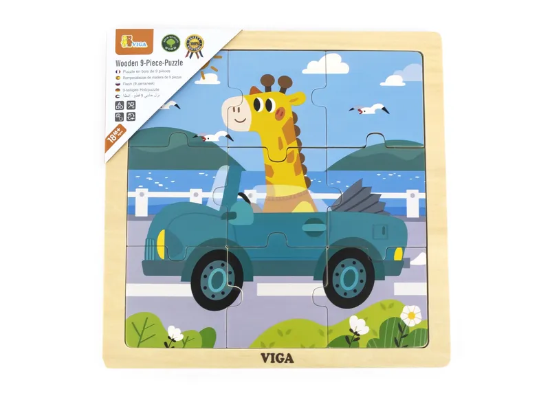 VIGA 44629 Puzzle Na Podkładce 9 Elementów - Auto