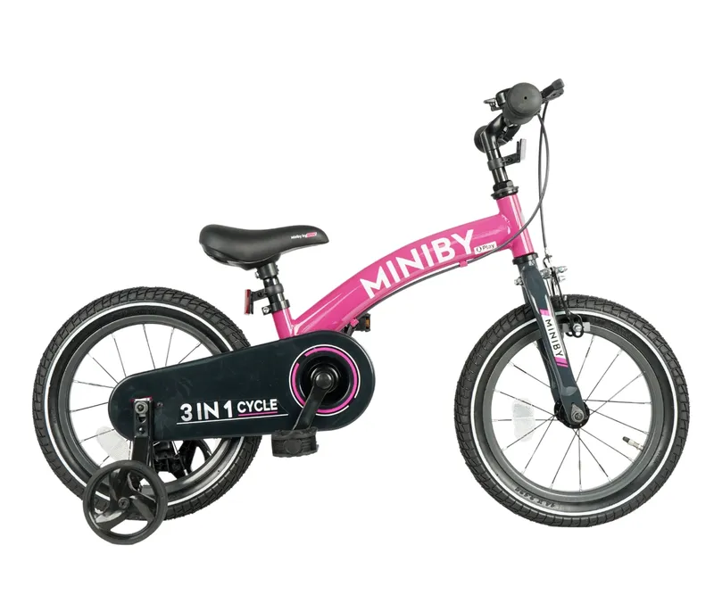 QPLAY Rowerek Dziecięcy - Rowerek Biegowy Miniby 14 Cali Rosa