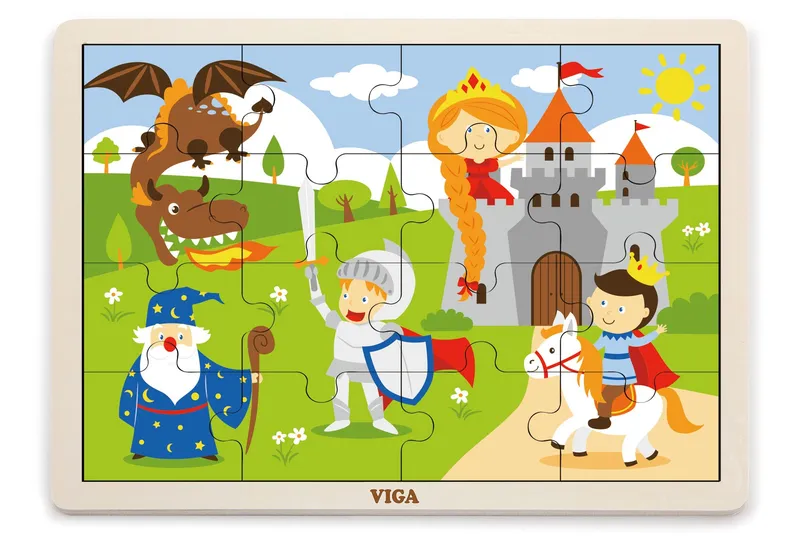 VIGA 51458 Puzzle Na Podkładce 16 Elementów - Bajkowy Zamek