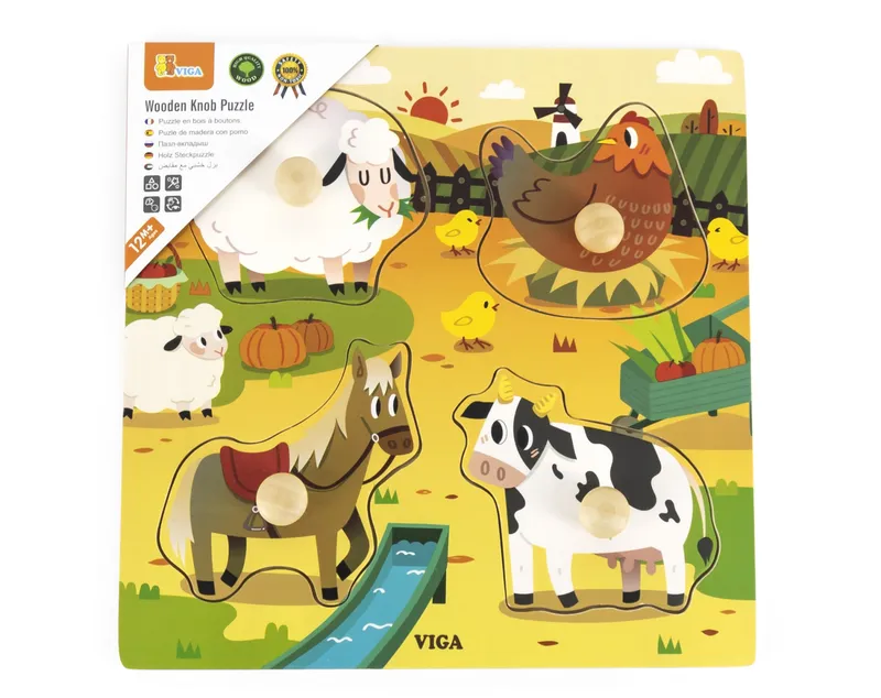 VIGA 44592 Puzzle Z Uchwytami - Farma