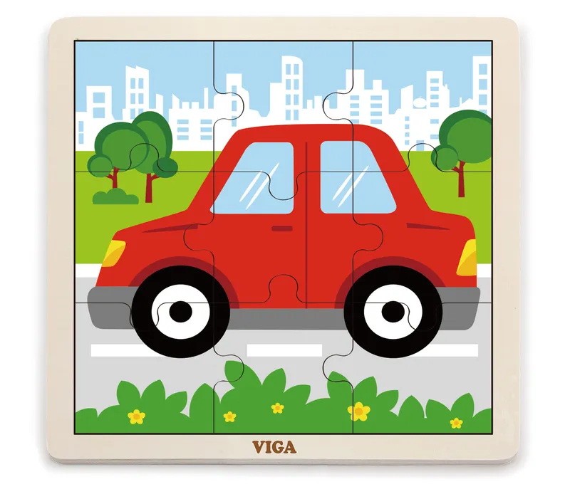 VIGA 51444 Puzzle Na Podkładce 9 Elementów - Autko