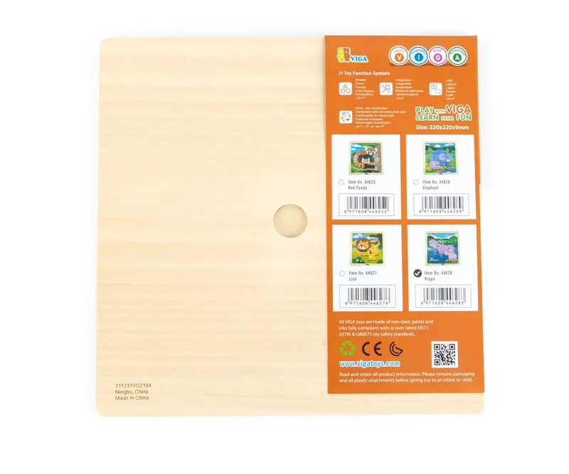 VIGA 44628 Puzzle Na Podkładce 9 Elementów - Hipopotam