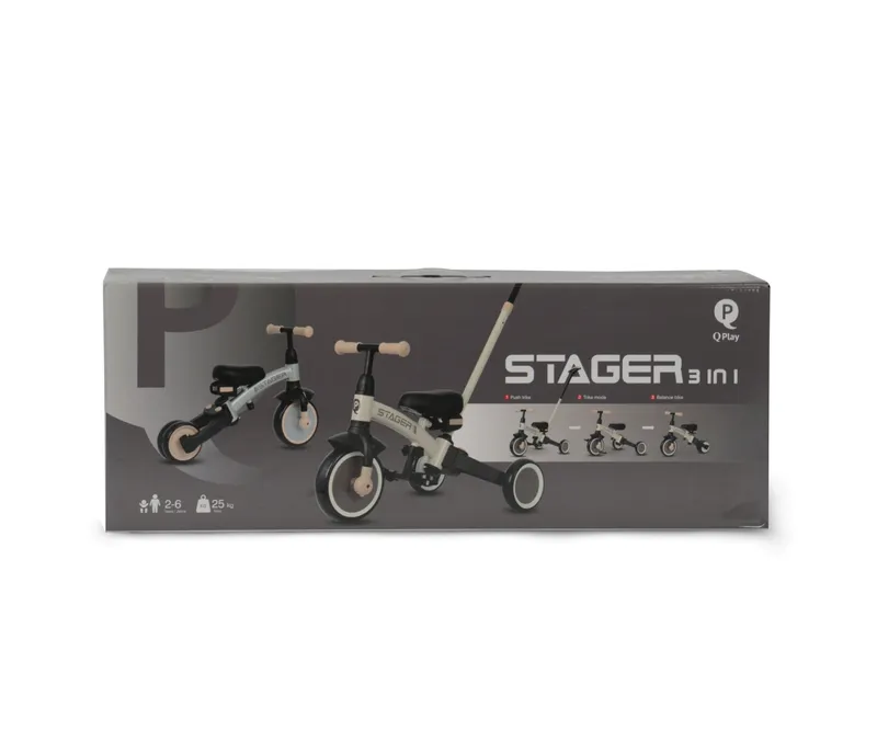QPLAY Rowerek Trójkołowy Stager 3w1 Silver