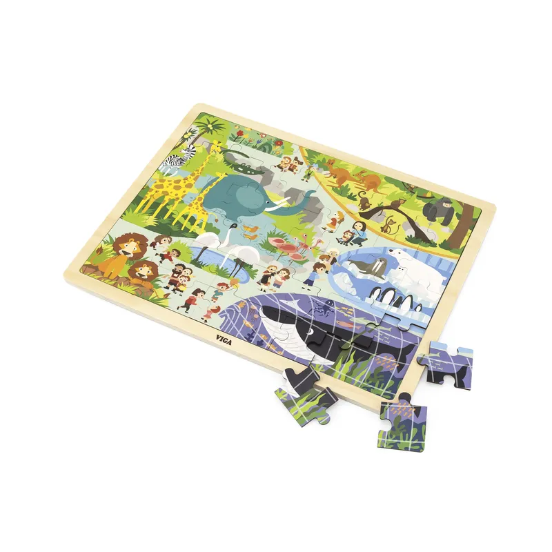 VIGA 44587 Puzzle Na Podkładce 48 Elementów - Poznajemy Zoo