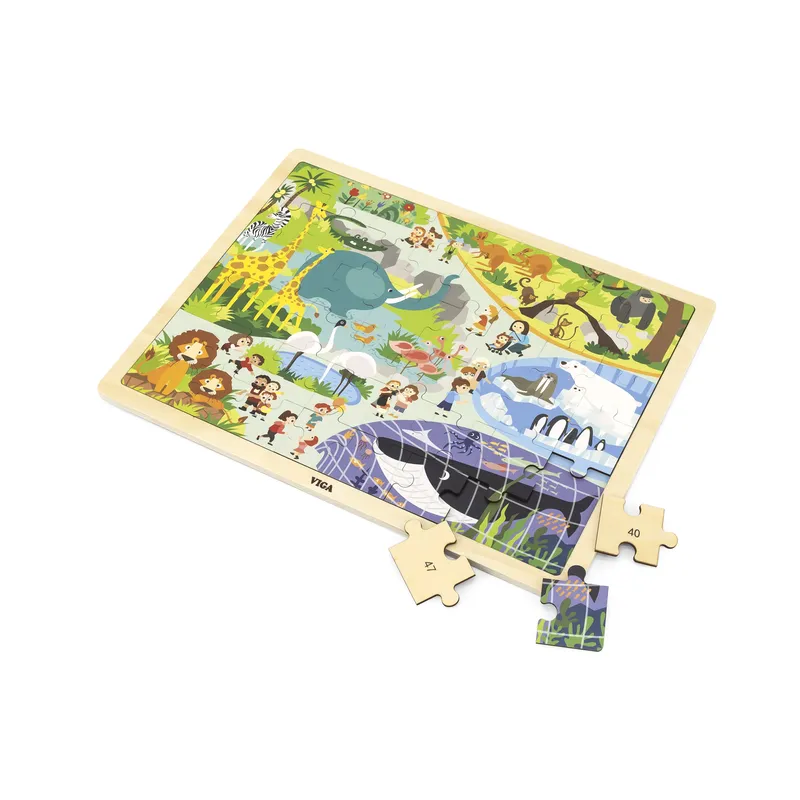 VIGA 44587 Puzzle Na Podkładce 48 Elementów - Poznajemy Zoo