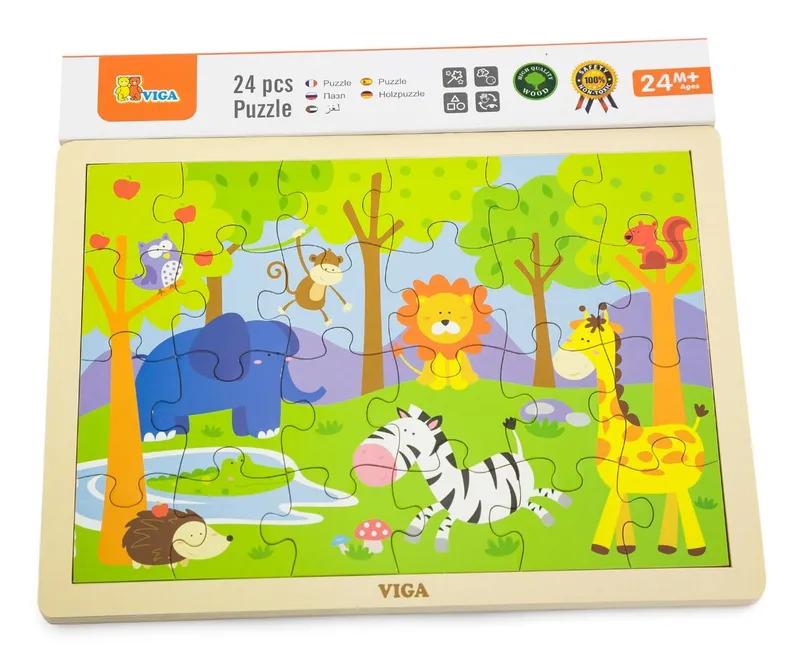VIGA 50198 Puzzle Na Podkładce 24 Elementy Zoo