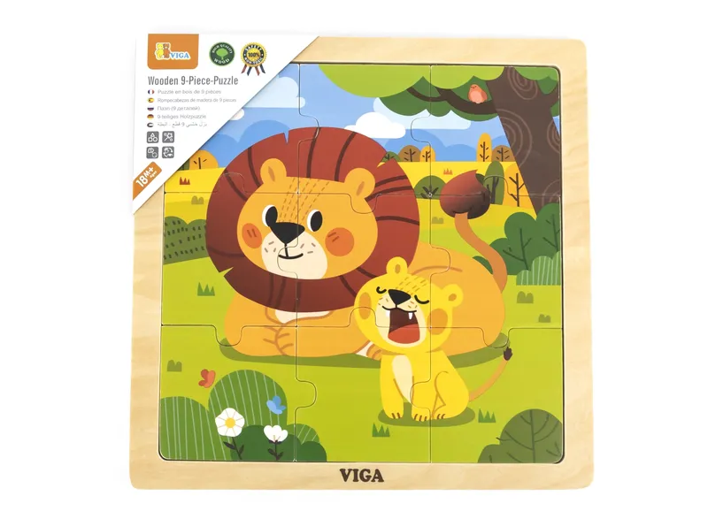 VIGA 44627 Puzzle Na Podkładce 9 Elementów - Lew