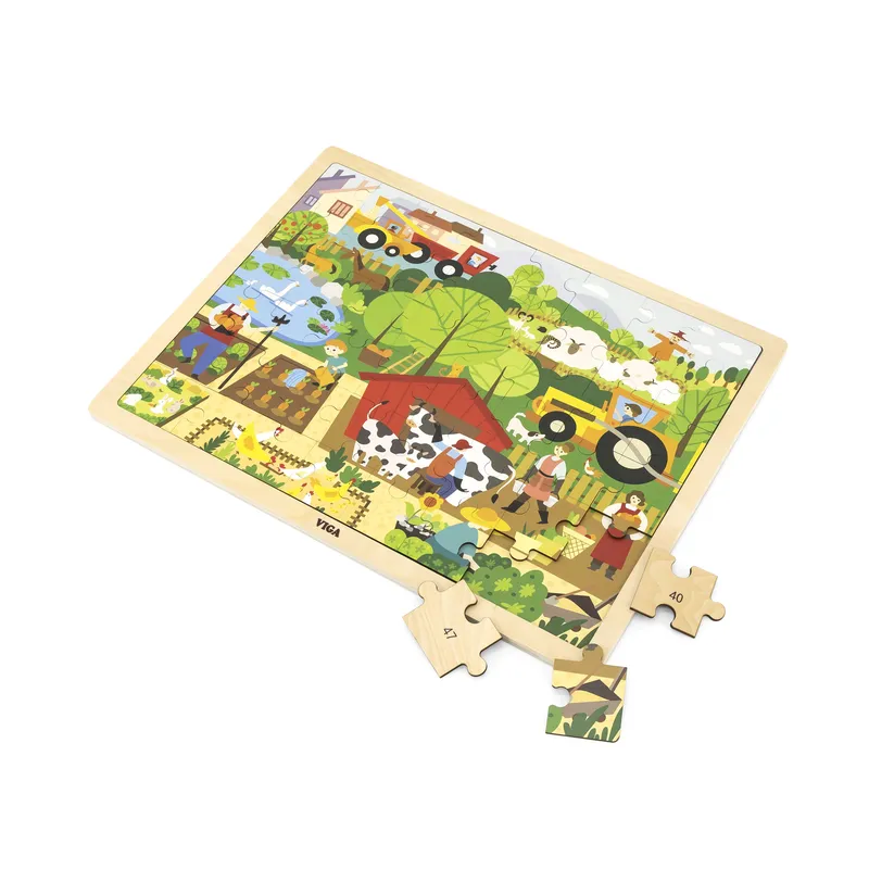 VIGA 44588 Puzzle Na Podkładce 48 Elementów - Poznajemy Farmę