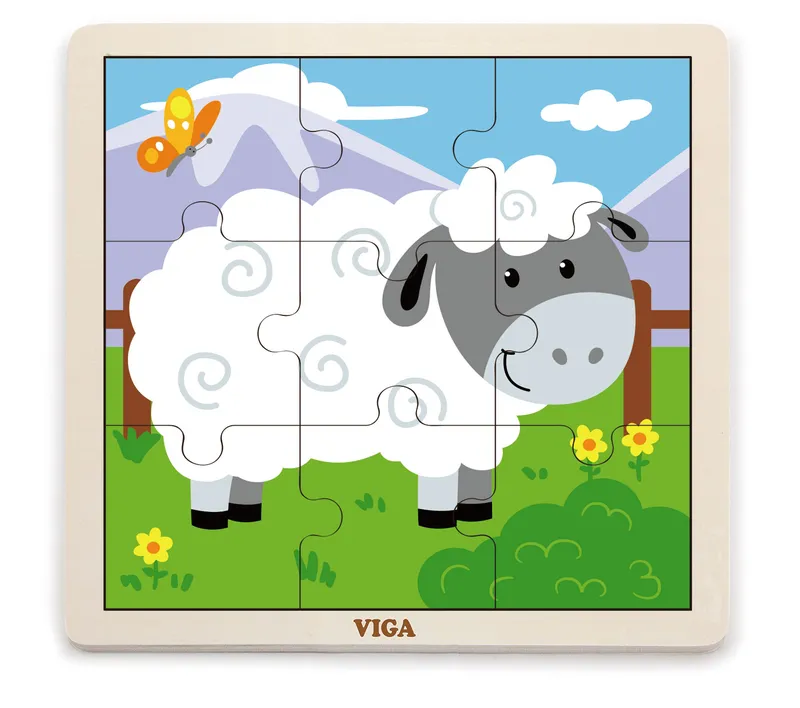 VIGA 51437 Puzzle Na Podkładce 9 Elementów - Owieczka