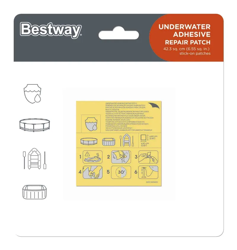 BESTWAY 62091 Zestaw Naprawczy - Łaty Wodoodporne 6.5cm X 6.5cm - 10szt