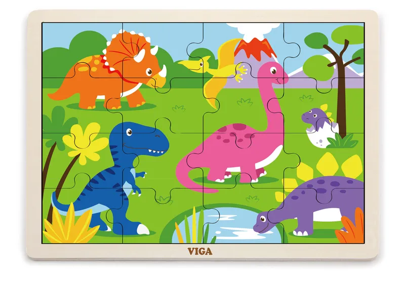 VIGA 51452 Puzzle Na Podkładce 16 Elementów - Dinozaury