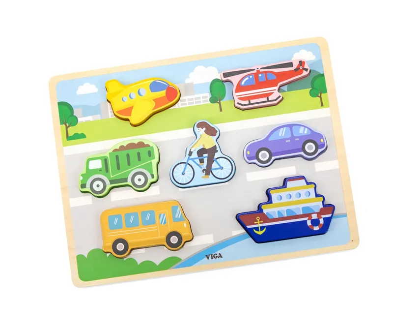 VIGA 44701 Puzzle Na Podkładce 7 Elementów- Transport