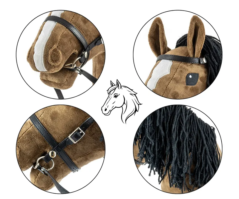 MILLY MALLY Hobby Plus Koń Na Kiju Dark Brown