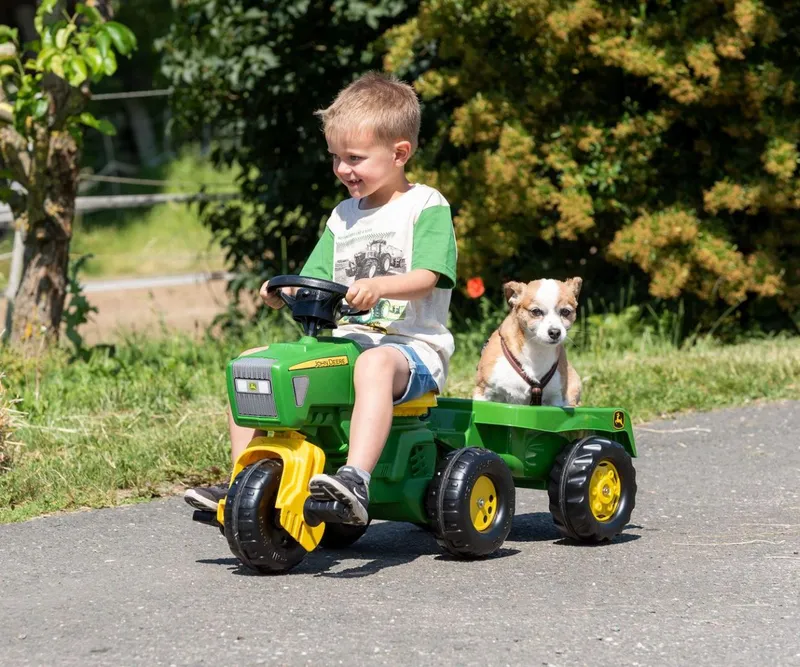 ROLLY TOYS 052769 Traktor ROLLY-Kid John Deere 3-KOŁOWY Z Przyczepą