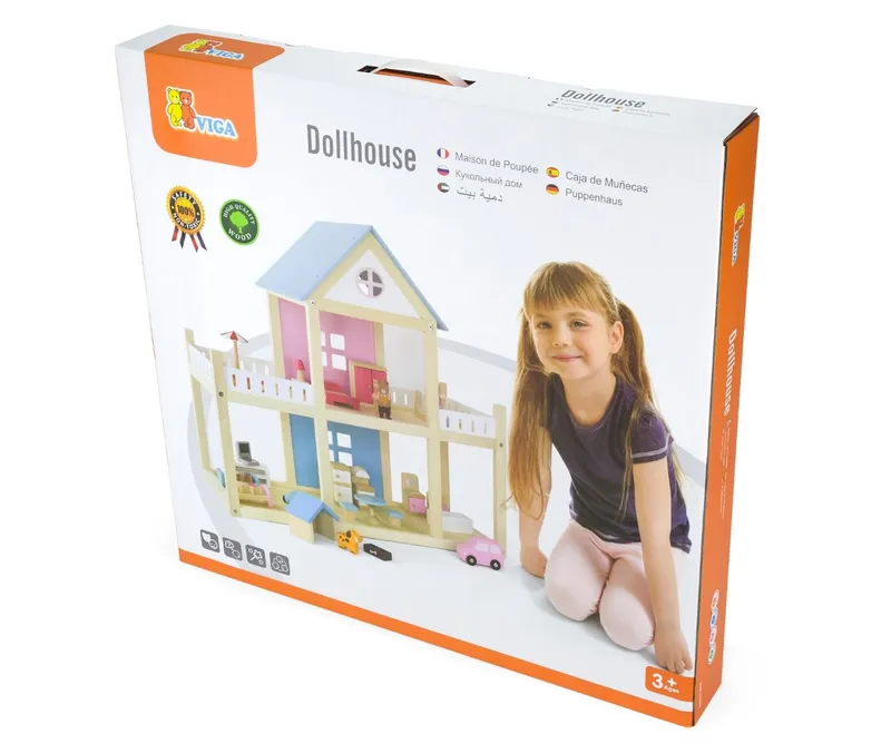 VIGA 50255 Dwupoziomowy Domek Dla Lalek