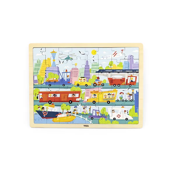 VIGA 44582 Puzzle Na Podkładce 48 Elementów - Poznajemy Transport W Mieście