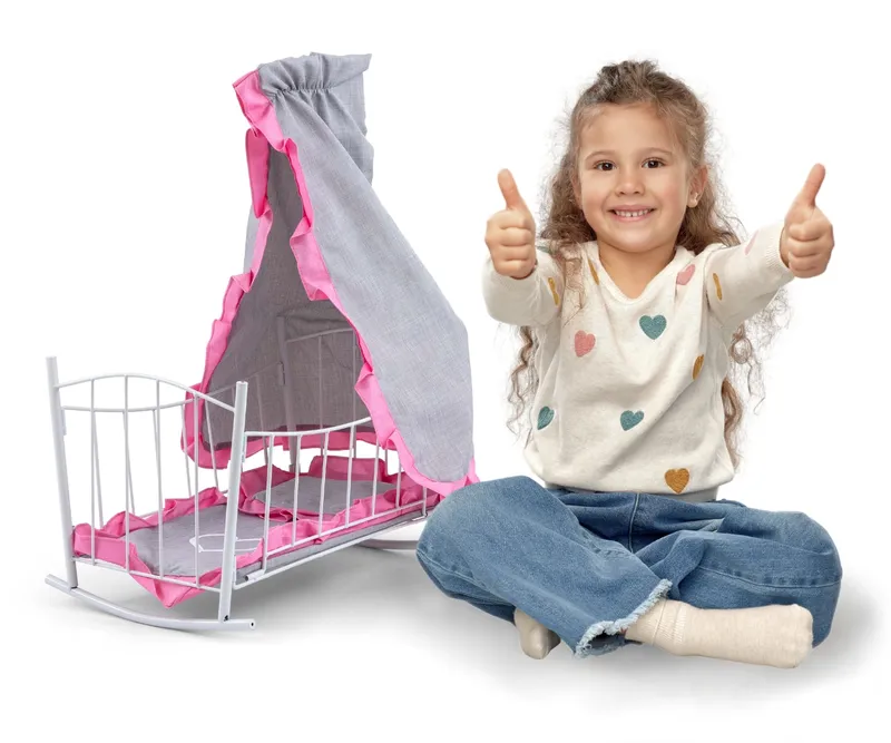MILLY MALLY Łóżeczko-Kołyska Dla Lalek Lily Z Baldachimem Prestige Pink