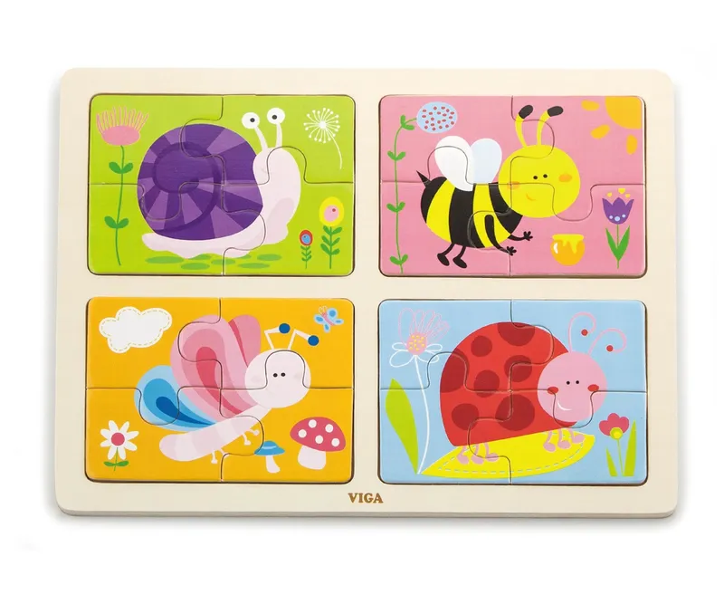 VIGA 50189 Puzzle Na Podkładce 4w1 - Owady