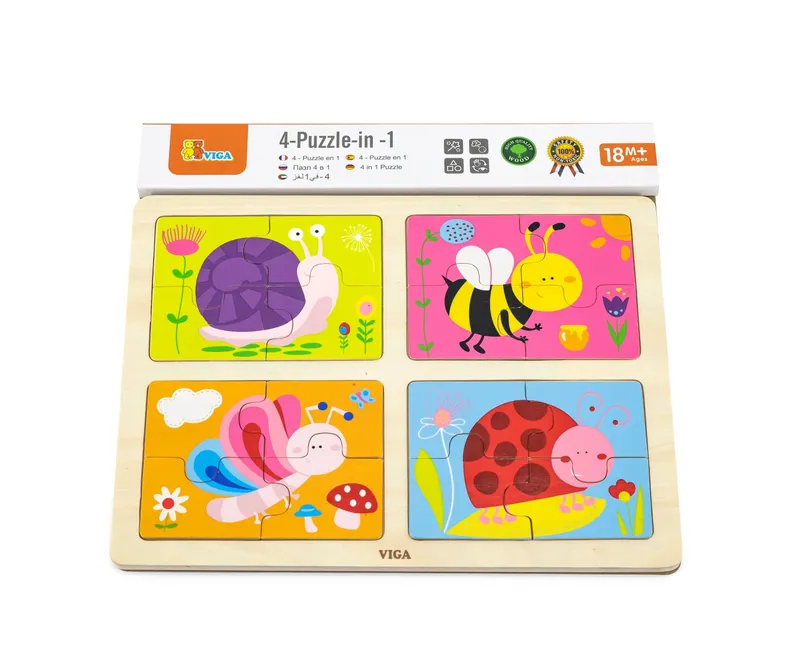VIGA 50189 Puzzle Na Podkładce 4w1 - Owady