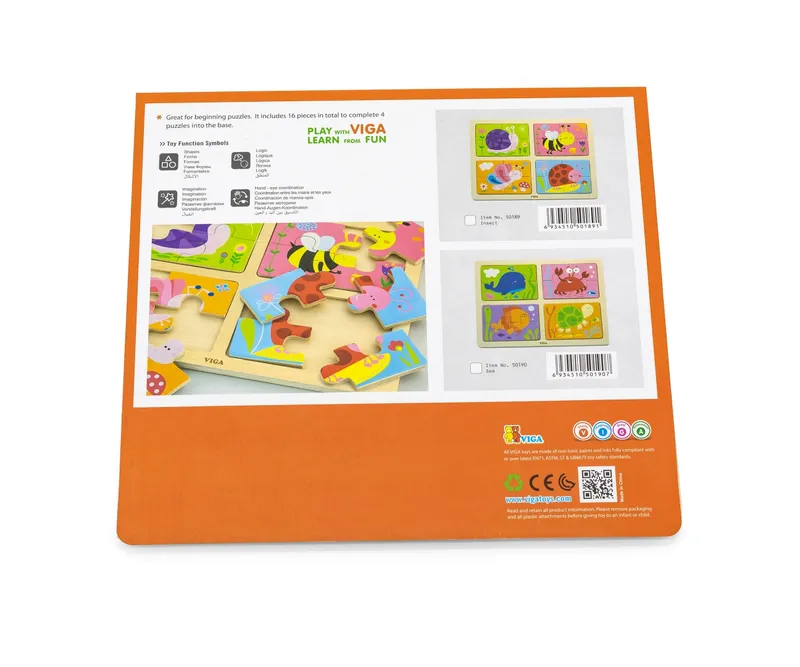 VIGA 50189 Puzzle Na Podkładce 4w1 - Owady