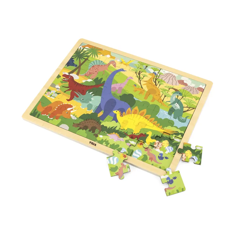 VIGA 44584 Puzzle Na Podkładce 48 Elementów - Poznajemy Dinozaury