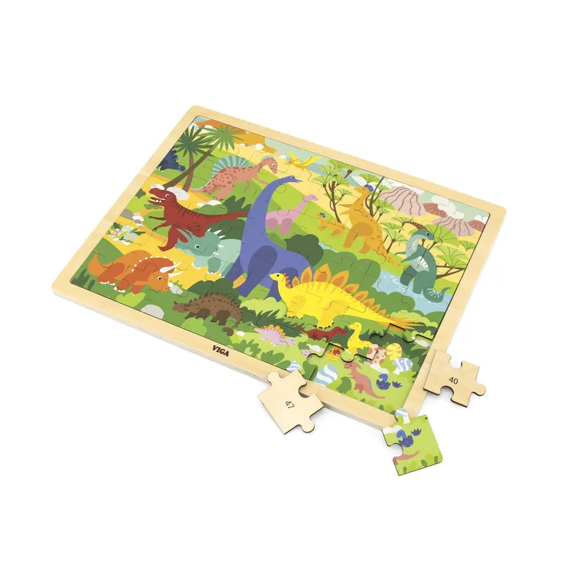 VIGA 44584 Puzzle Na Podkładce 48 Elementów - Poznajemy Dinozaury